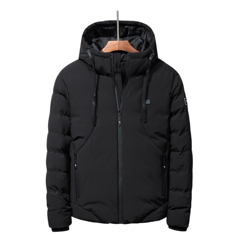 Unisex USB Heated Down Jacket – Smart Electric Cotton Coat with Hood for Winter Outdoor, Hiking & Ski Wear (Up to 7XL) LONDYN UPBRINGING