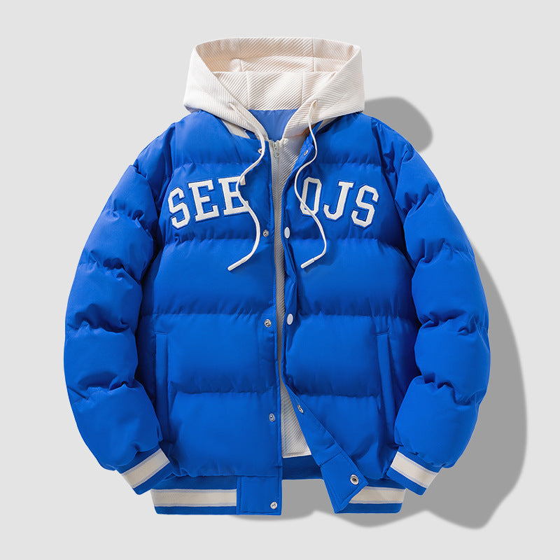 Men’s Fashion Letter Hooded Coat – Warm Cotton Winter Jacket with Zipper for Teens & Adults LONDYN UPBRINGING