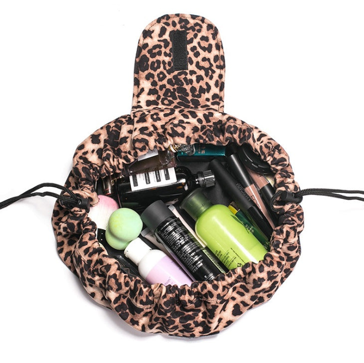 Animal Print Drawstring Cosmetic Bag – Large Capacity Lazy Makeup Storage Organizer for Travel LONDYN UPBRINGING