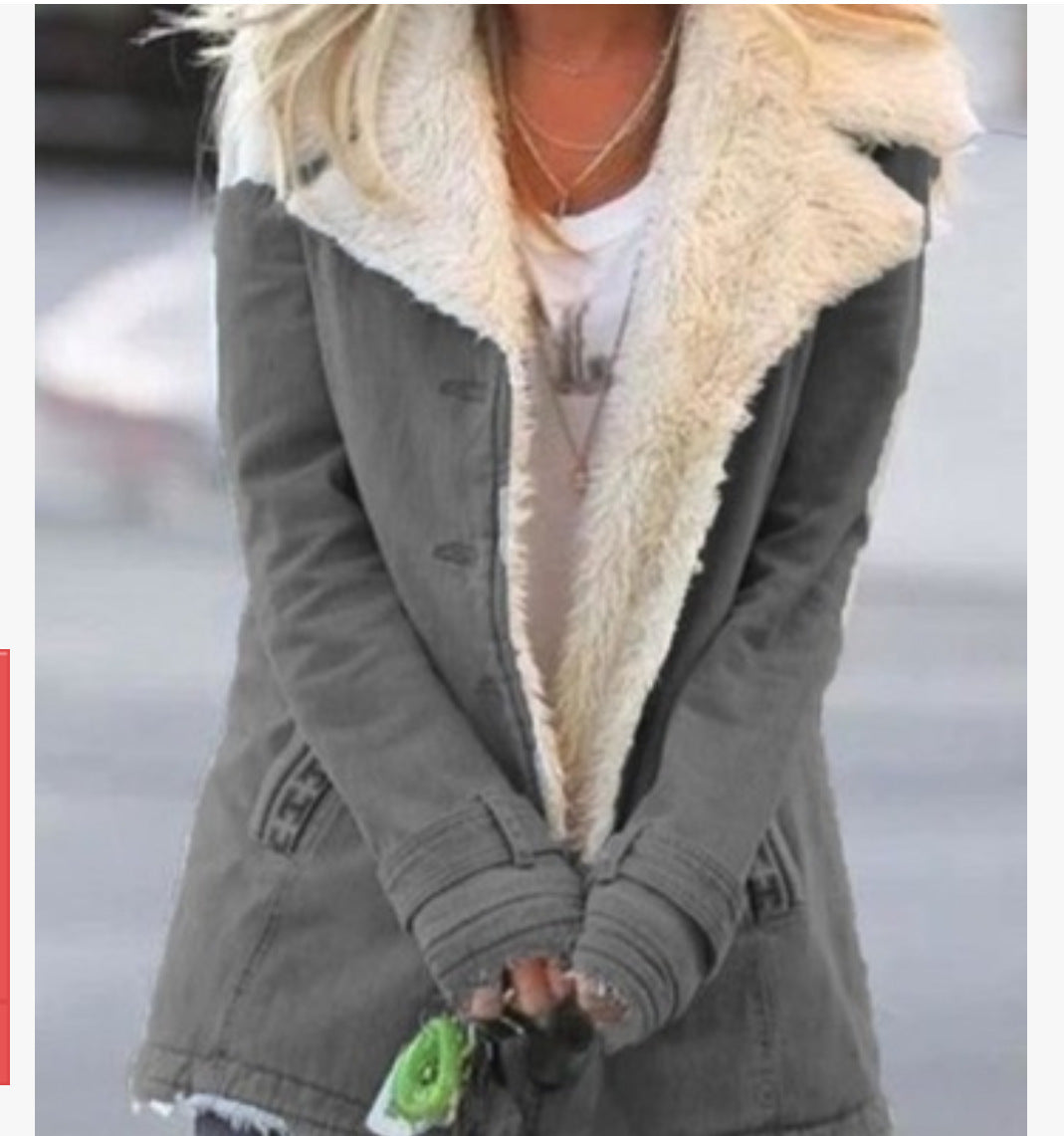 Women's Plus Size Warm Plush Coat - Button Lapel Composite Jacket LONDYN UPBRINGING