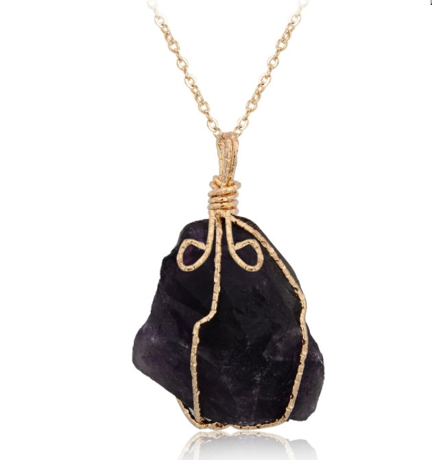 Natural Stone Pendant Necklace | Raw Irregular Crystal Rough Jewelry for Women LONDYN UPBRINGING