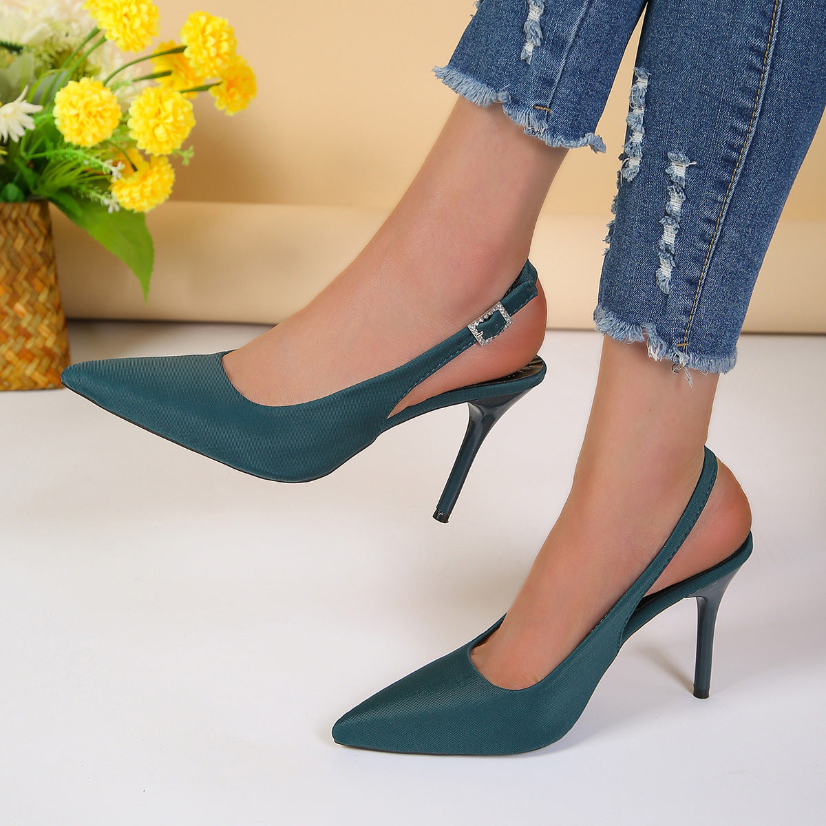 Women's Buckle Stiletto Heels | Pointed Toe Summer Sandals LONDYN UPBRINGING