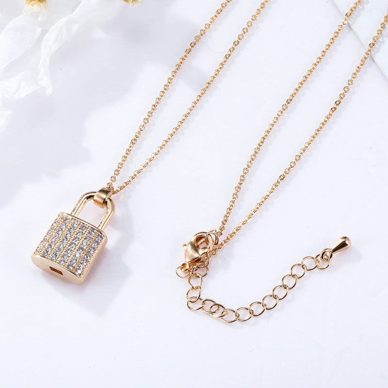 Luxury Zircon Lock Necklace for Couples | Lover's Heart Lock Key Pendant Jewelry LONDYN UPBRINGING