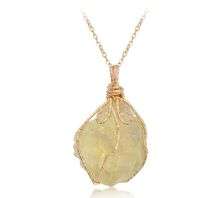 Natural Stone Pendant Necklace | Raw Irregular Crystal Rough Jewelry for Women LONDYN UPBRINGING