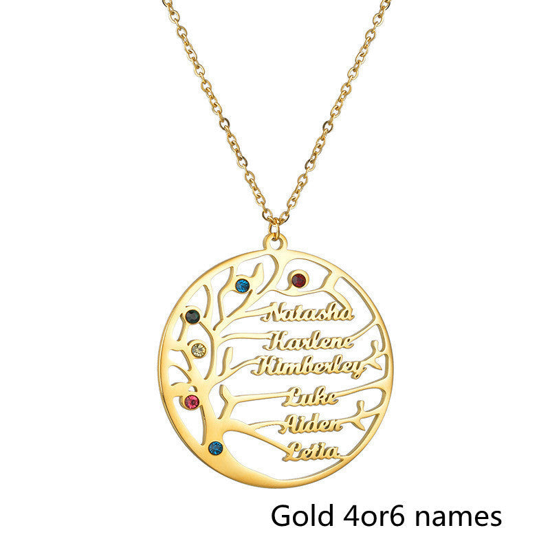 Personalized Golden Tree of Life Name Necklace | Custom Stainless Steel Family Gift LONDYN UPBRINGING