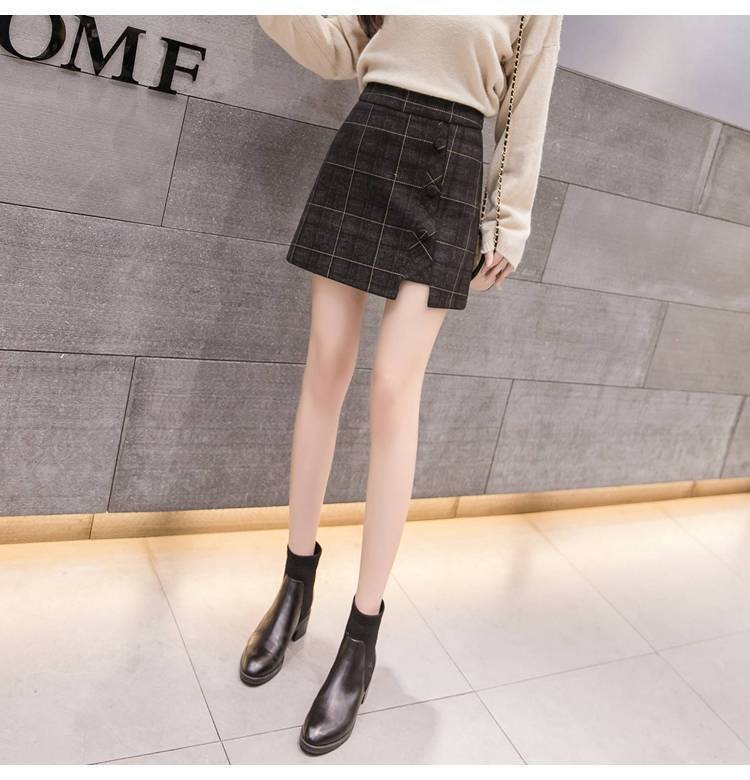 Plaid Woolen Irregular Mini Skirt for Women – High Waist Winter Short Skirt LONDYN UPBRINGING
