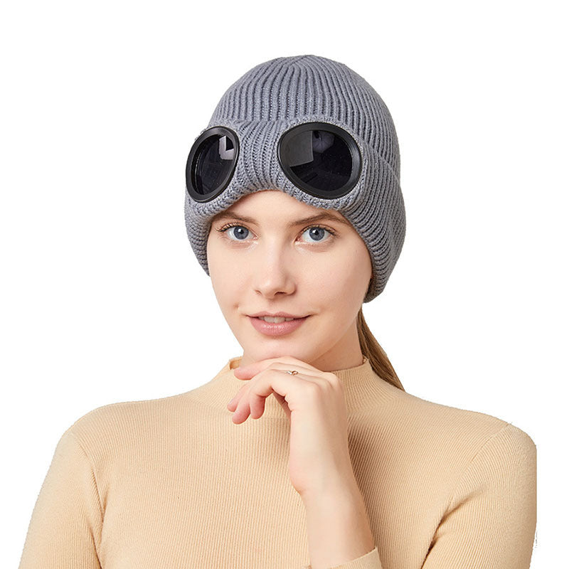 Unisex Knit Beanie with Built-in Windproof Goggles | Warm Wool Ear Protection Cap LONDYN UPBRINGING