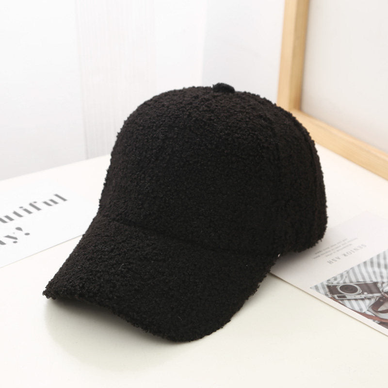 Women's Korean Style Lambswool Baseball Cap | Warm Solid Color Winter Dad Hat LONDYN UPBRINGING