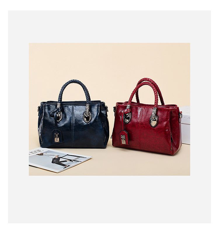 Vintage Oil Wax Leather Handbag for Women – Luxury Retro Shoulder Tote Bag LONDYN UPBRINGING