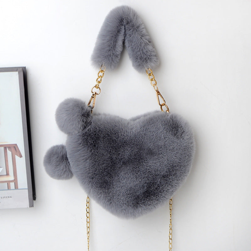 Women’s Love Plush Handbag – Soft Furry Shoulder Bag for Valentine’s Day & Party Outfits LONDYN UPBRINGING