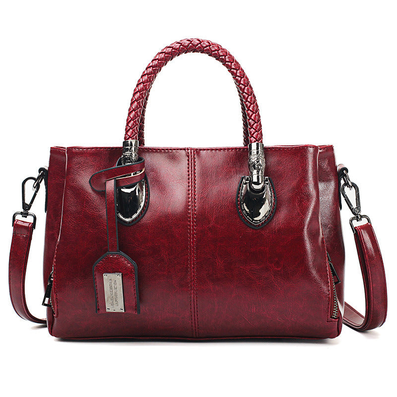 Vintage Oil Wax Leather Handbag for Women – Luxury Retro Shoulder Tote Bag LONDYN UPBRINGING