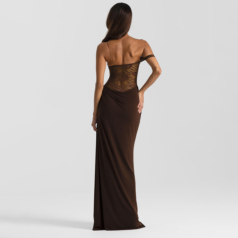 Sheer Lace Elegant Maxi Dress Women Sleeveless Backless Chic Evening Dress Off Shoulder Fashion Midi Dresses Slim Summer Dresses LONDYN UPBRINGING