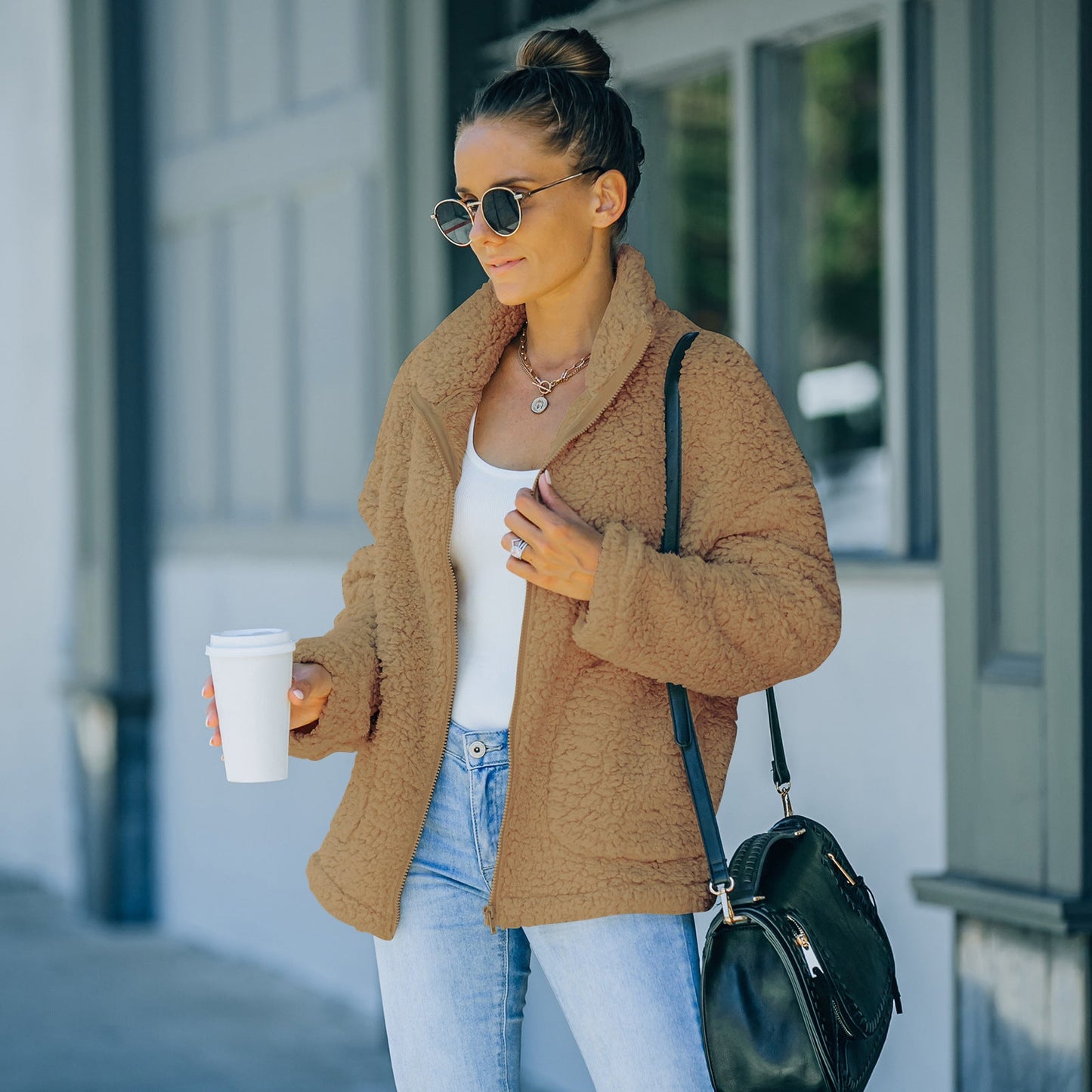 Women's Sherpa Fleece Lined Jacket – Fashionable & Warm Plush Winter Coat LONDYN UPBRINGING