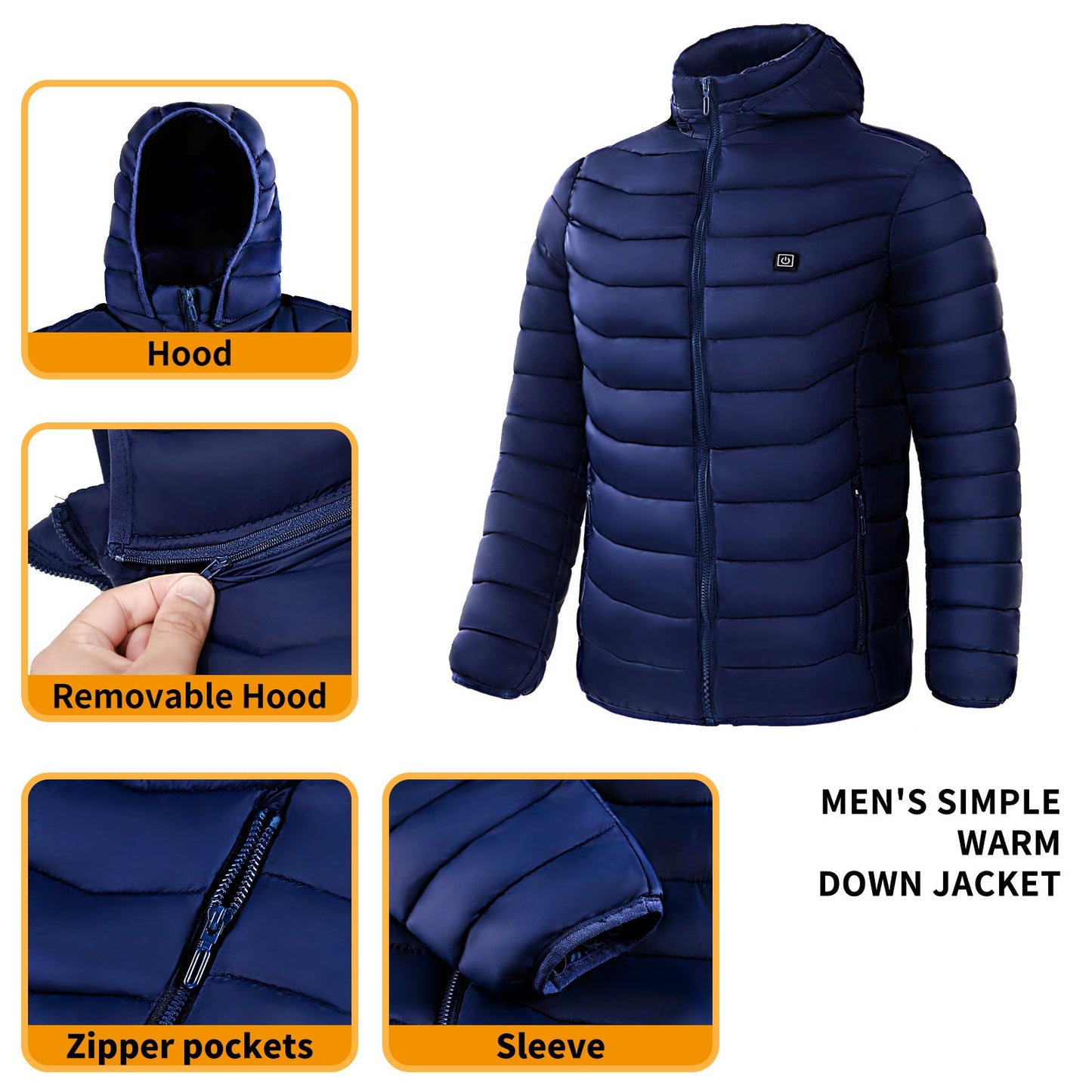 Men's Electric Heated Puffer Coat | 9-Zone | Insulated, Hooded Windbreaker LONDYN UPBRINGING