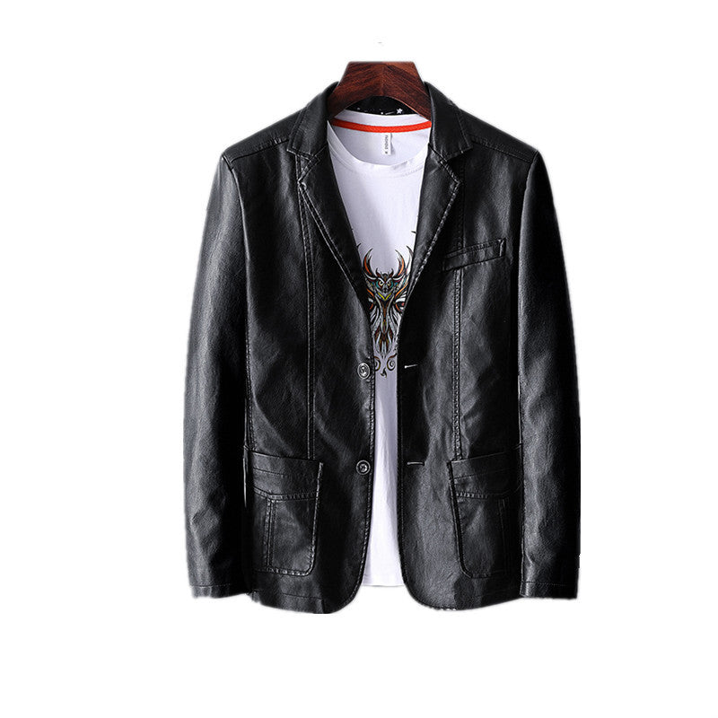 Men’s Leather Lapel Jacket – Thin Autumn & Winter Coat for Stylish Casual Wear LONDYN UPBRINGING