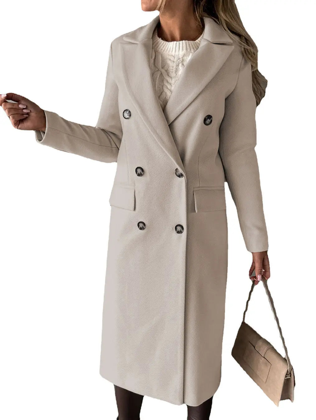 Women's Double-Breasted Long Lapel Coat LONDYN UPBRINGING