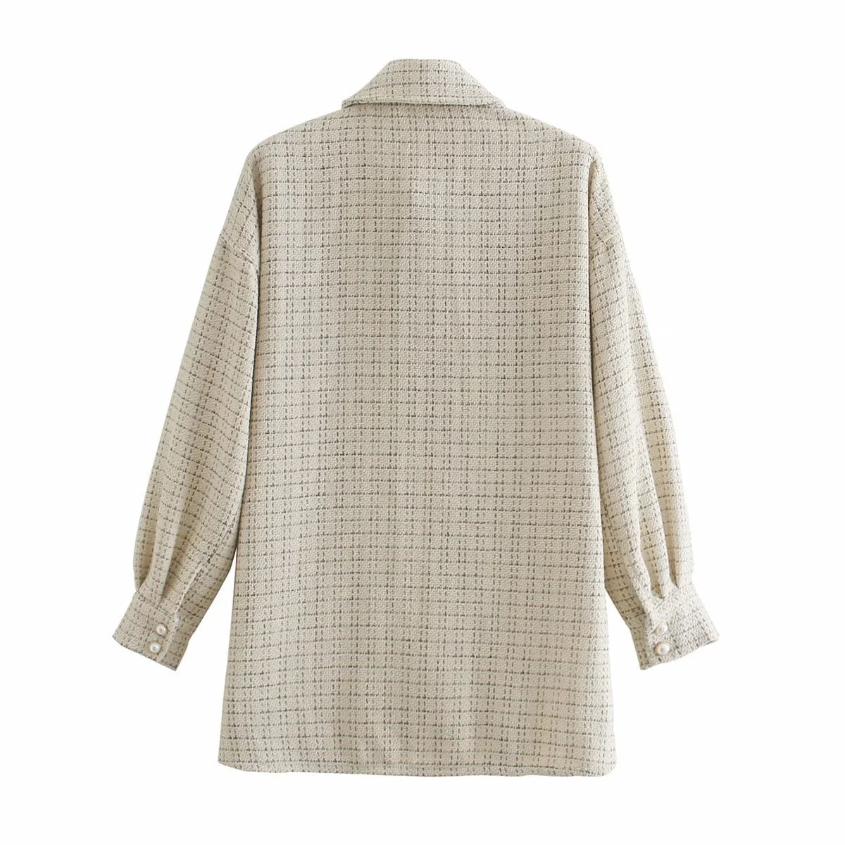 Women's Elegant Plaid Pattern Thick Coat - Pearl Button Autumn/Winter Jacket LONDYN UPBRINGING