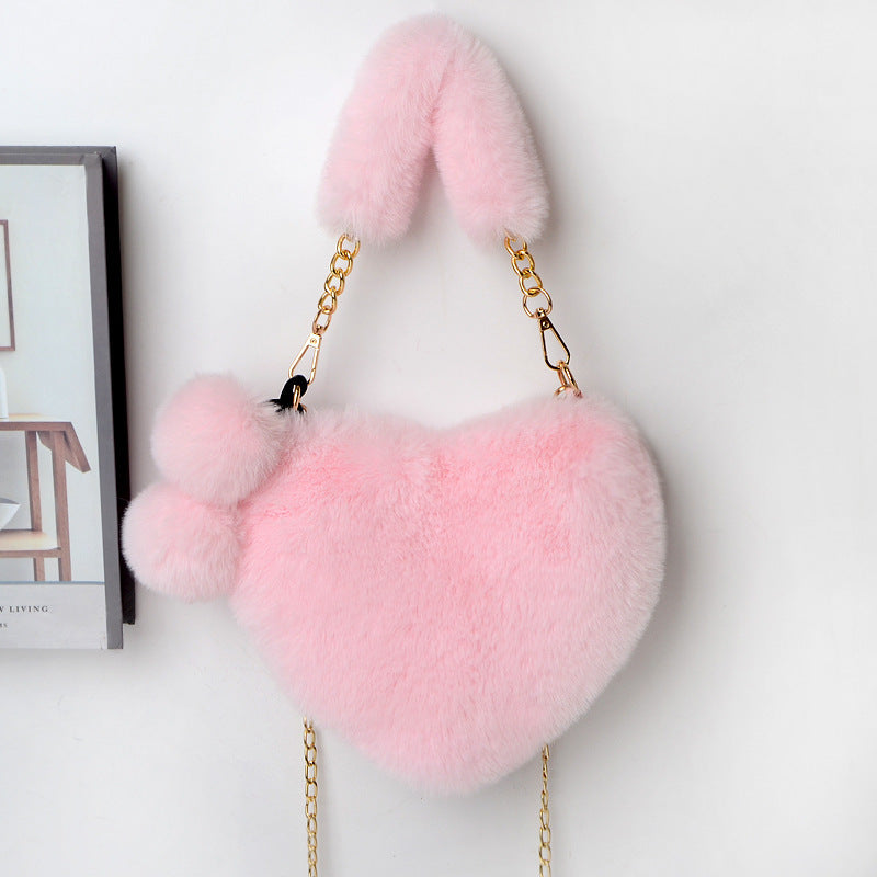Women’s Love Plush Handbag – Soft Furry Shoulder Bag for Valentine’s Day & Party Outfits LONDYN UPBRINGING