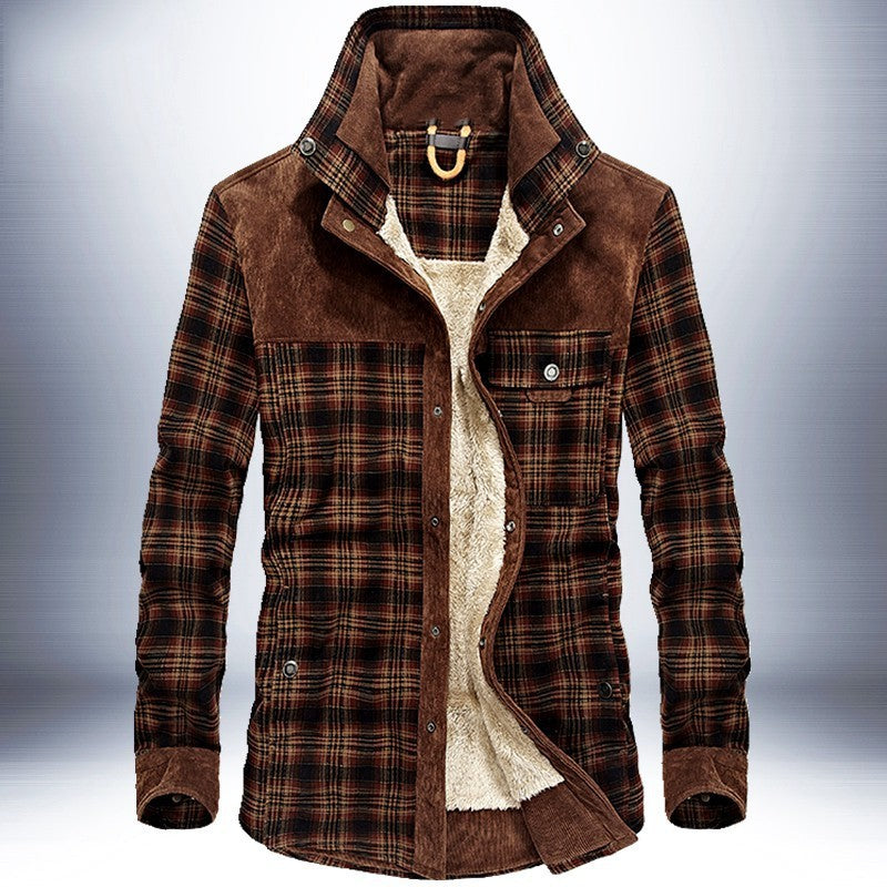 Men’s Thicken Winter Jacket – Warm Fleece & Cotton Plaid Coat for Outdoor Comfort & Military-Style Fashion LONDYN UPBRINGING