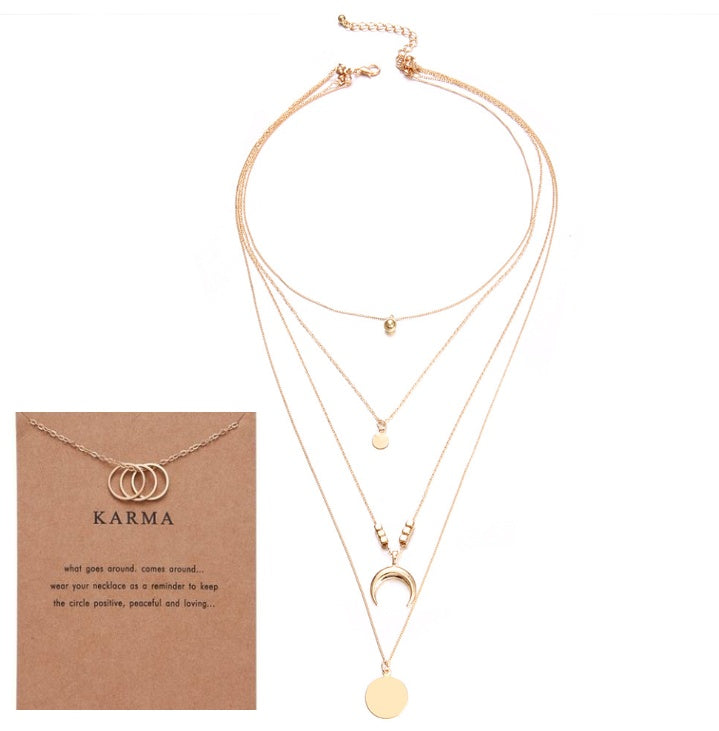 Multi-layer Moon Pendant Necklaces for Women Bohemian Wafer Elegant Necklace LONDYN UPBRINGING