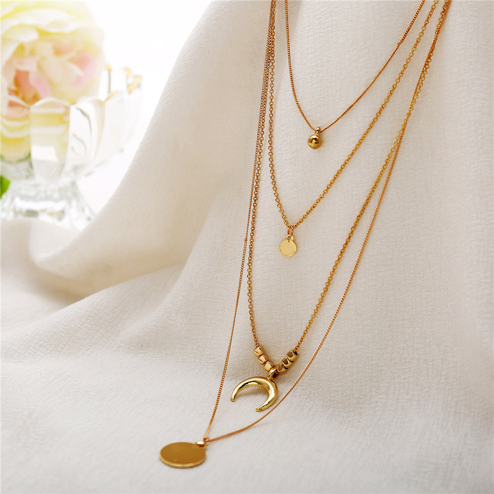 Multi-layer Moon Pendant Necklaces for Women Bohemian Wafer Elegant Necklace LONDYN UPBRINGING