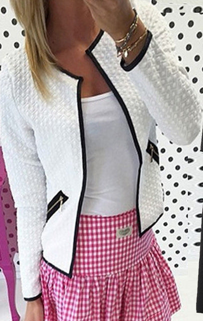 Plus Size White Zip-Up Short Jacket for Women - Lightweight Casual Coat LONDYN UPBRINGING