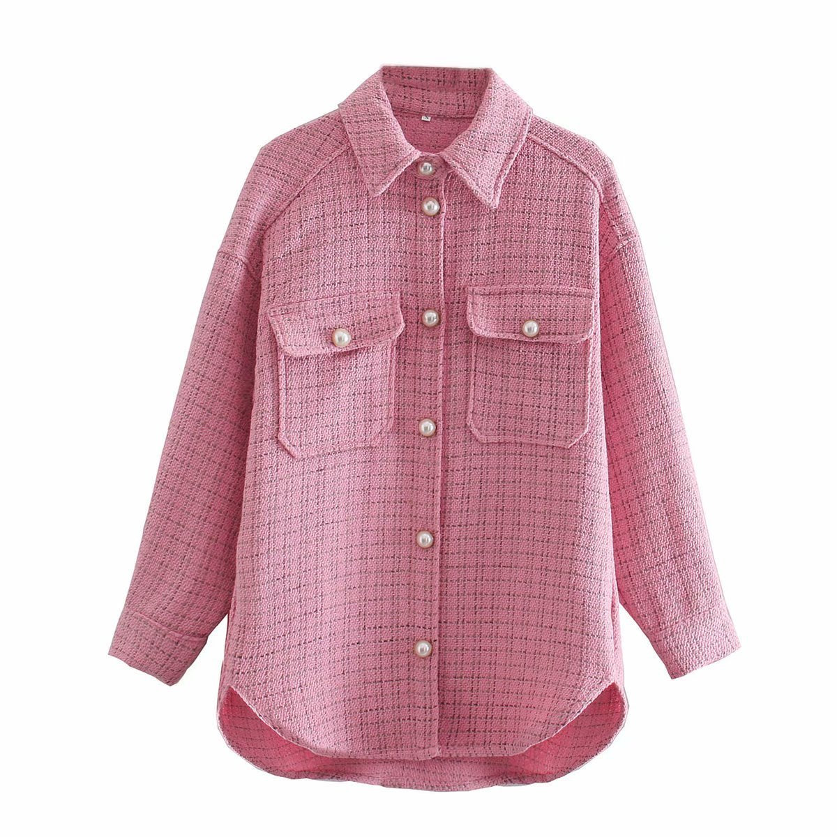 Women's Elegant Plaid Pattern Thick Coat - Pearl Button Autumn/Winter Jacket LONDYN UPBRINGING