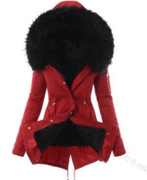 Women's Fuzzy Fleece Hooded Jacket with Drawstring | Cozy Sherpa Zip-Up Coat LONDYN UPBRINGING