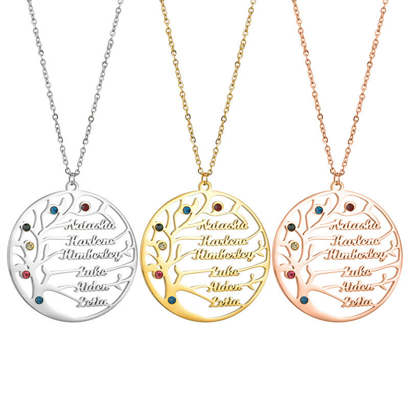 Personalized Golden Tree of Life Name Necklace | Custom Stainless Steel Family Gift LONDYN UPBRINGING