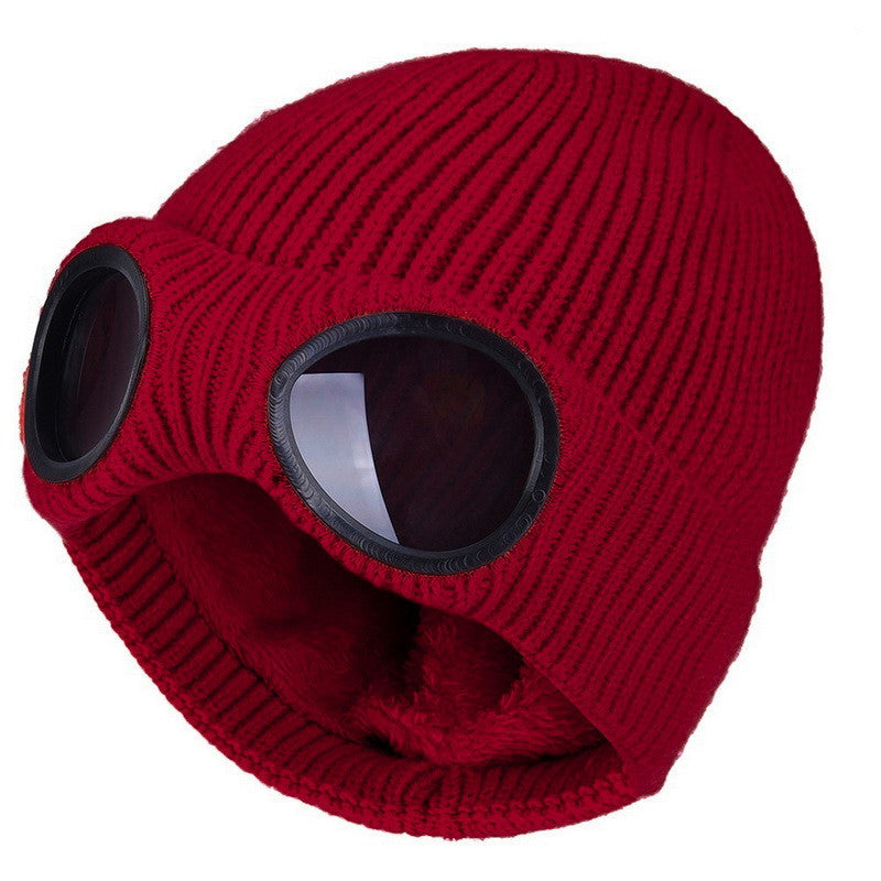 Unisex Knit Beanie with Built-in Windproof Goggles | Warm Wool Ear Protection Cap LONDYN UPBRINGING