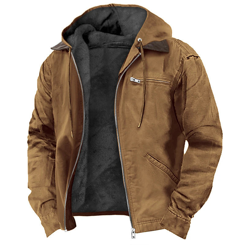 Men’s Winter Hooded Fleece Jacket – Warm Zip-Up Coat with Pockets for Casual Outdoor Comfort LONDYN UPBRINGING