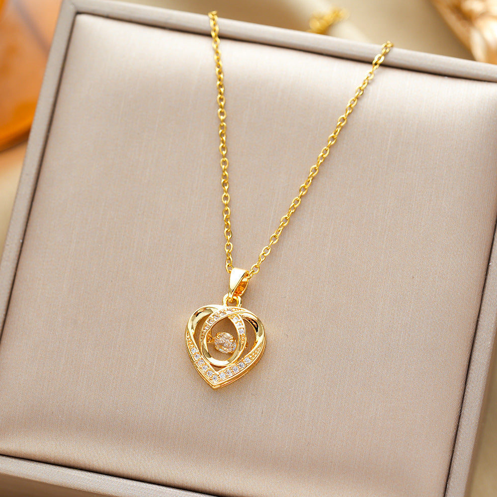 "Dancing Love" Heart Necklace with Rhinestones | Trendy Creative Clavicle Chain for Valentine's Day Gift LONDYN UPBRINGING