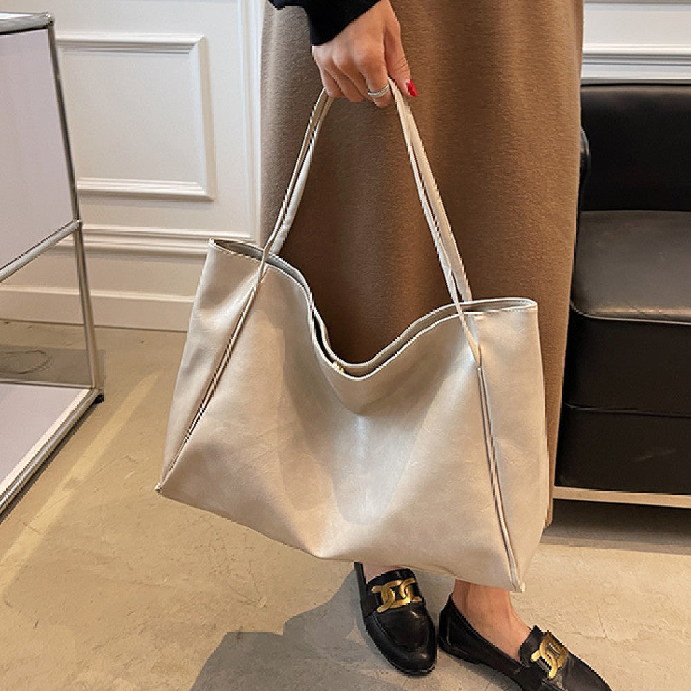 Vintage-Style Leather Tote Bag | Women's Large Capacity Casual Shoulder Bag LONDYN UPBRINGING