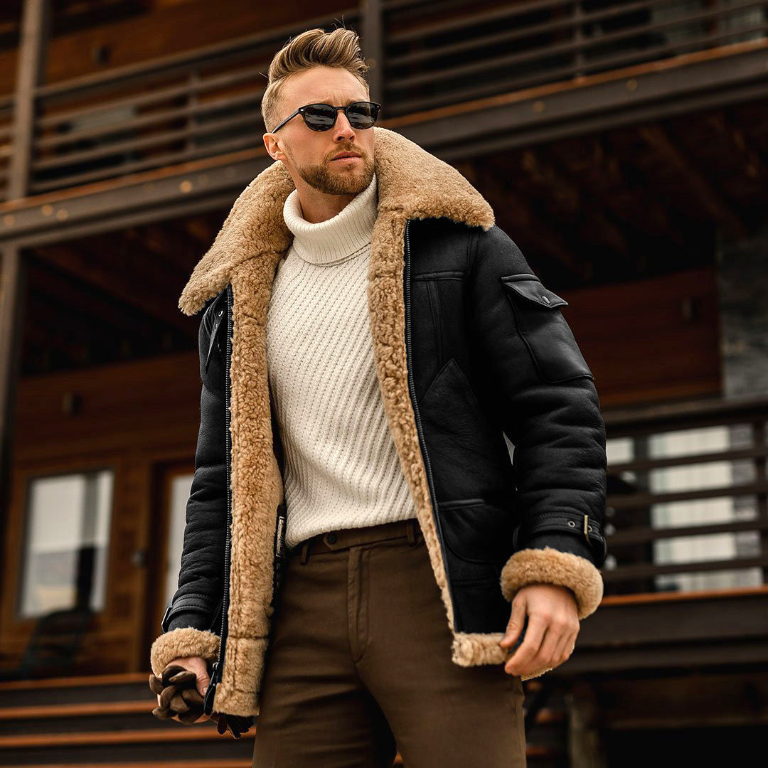 Men’s Military Fleece Jacket – Warm Tactical Coat with Fur Collar for Winter Outdoor Wear LONDYN UPBRINGING