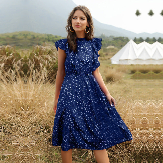 Women's Polkadot Chiffon Maxi Dress for Summer LONDYN UPBRINGING