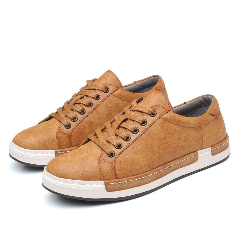 Men’s Brown Leather Casual Sneakers – Stylish Low-Top Lace-Up Shoes for Everyday Comfort & Durability LONDYN UPBRINGING