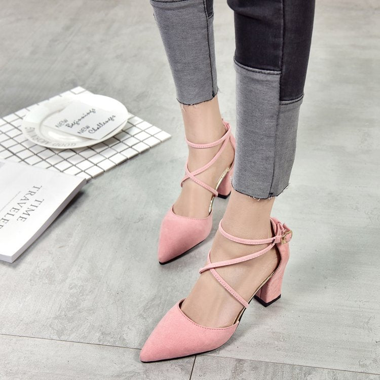 Korean Fashion Pointed Toe Buckle Strap High Heel Sandals: K-Style Ankle Strap Stiletto LONDYN UPBRINGING