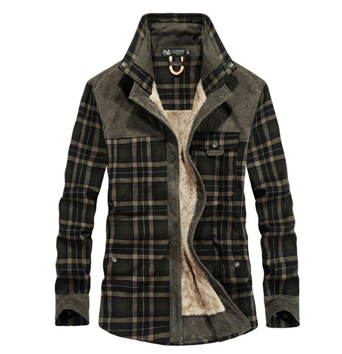 Men’s Thicken Winter Jacket – Warm Fleece & Cotton Plaid Coat for Outdoor Comfort & Military-Style Fashion LONDYN UPBRINGING