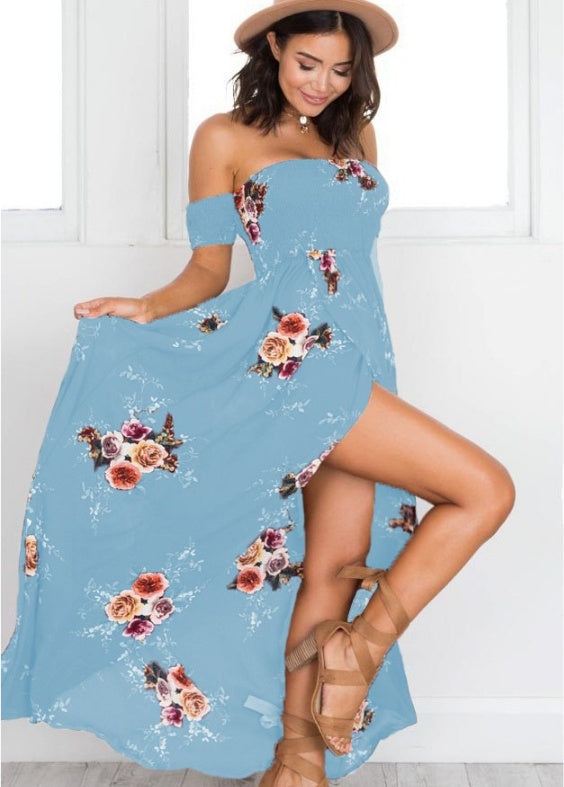 Boho Floral Off-Shoulder Maxi Dress for Women | Summer Beach Vacation Style LONDYN UPBRINGING