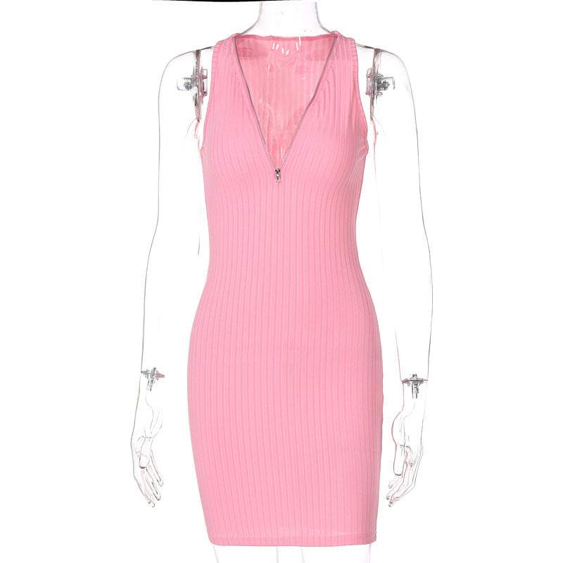 Women's Stripe Knitted Mini Dress: Sleeveless Styles LONDYN UPBRINGING