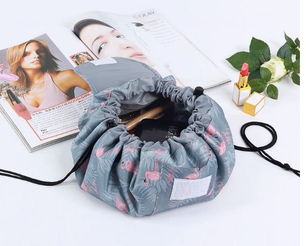 Animal Print Drawstring Cosmetic Bag – Large Capacity Lazy Makeup Storage Organizer for Travel LONDYN UPBRINGING