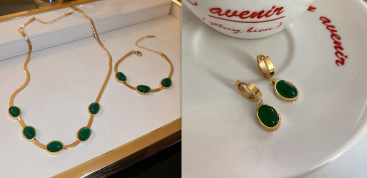 Boho Multilayer Necklace for Women | Green Stone Crystal Pendant & Snake Chain Fashion Jewelry LONDYN UPBRINGING