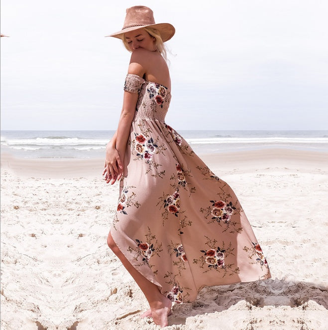 Boho Floral Off-Shoulder Maxi Dress for Women | Summer Beach Vacation Style LONDYN UPBRINGING