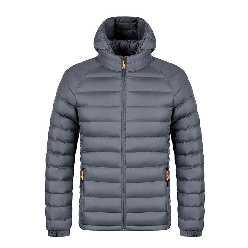 Men’s Winter Lightweight Hooded Coat – Warm Zipper Jacket with Pockets, Portable & Stylish Solid Color Outerwear LONDYN UPBRINGING