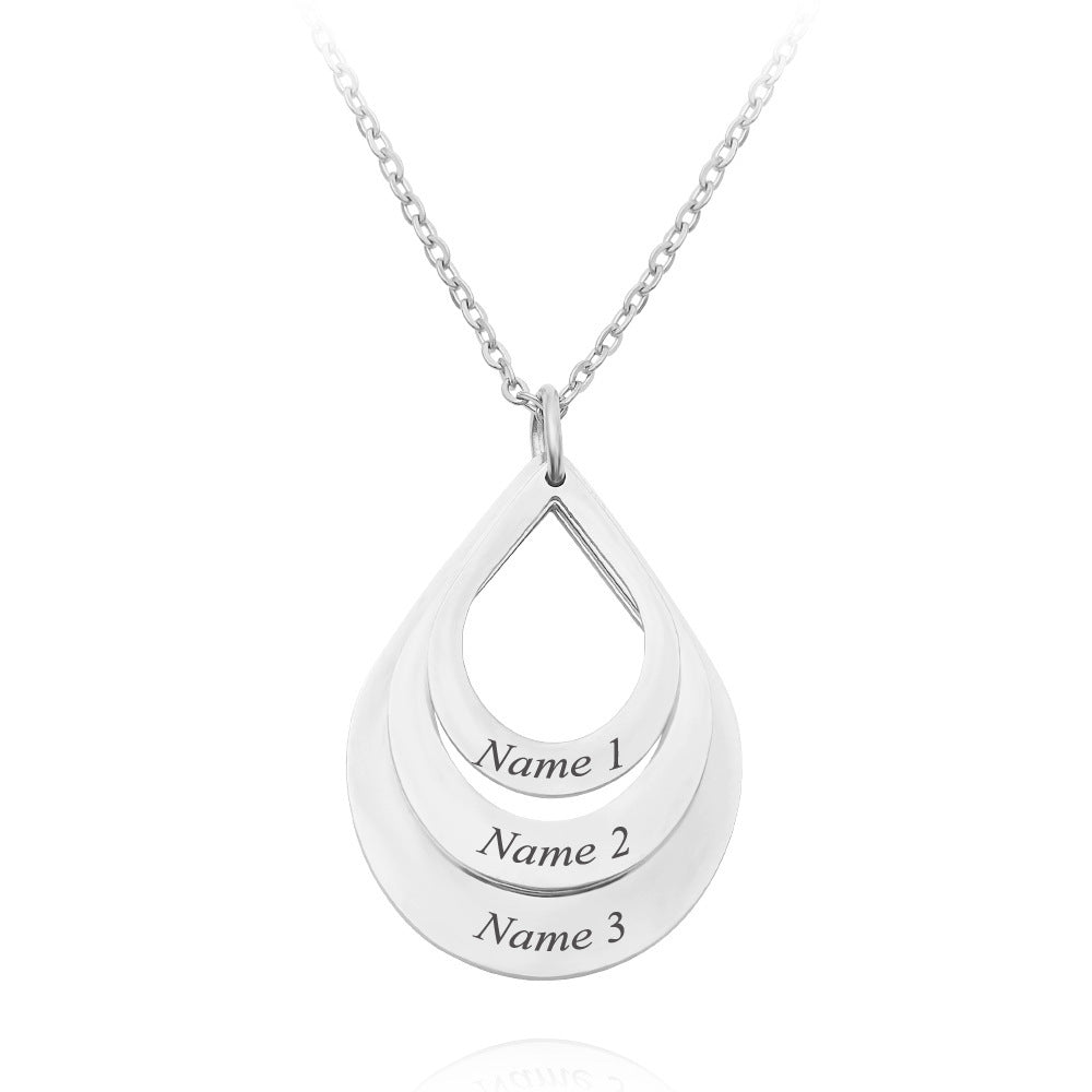 3 Drop Engraving Name Necklace | Personalized Stainless Steel Water Drop Pendant LONDYN UPBRINGING