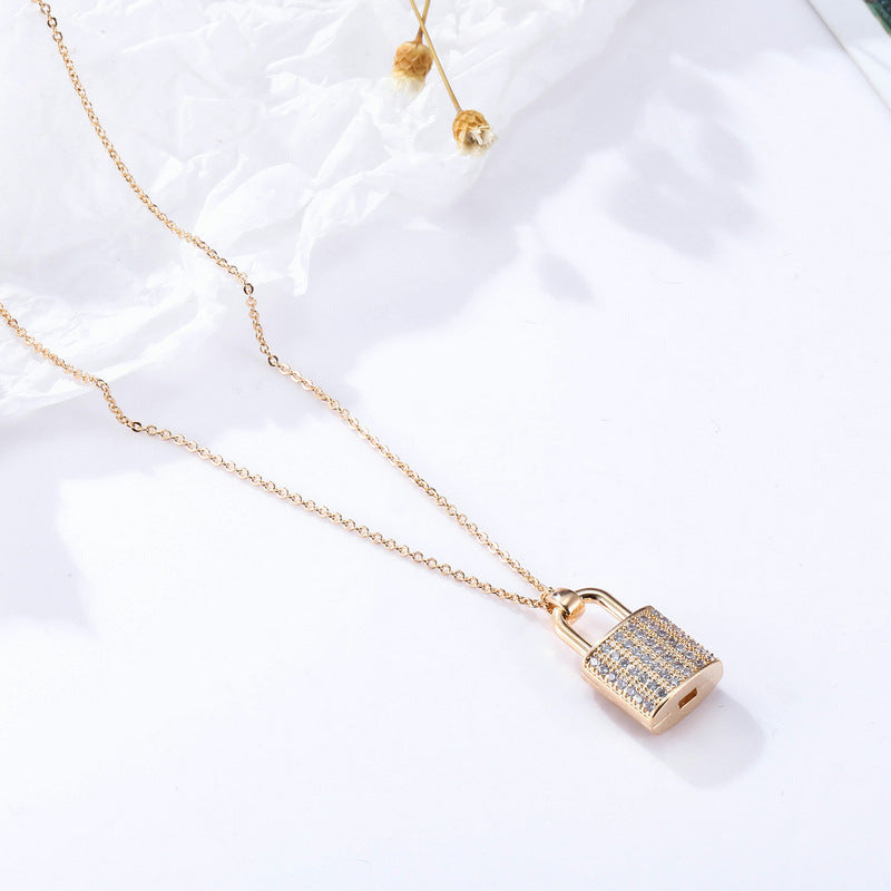 Luxury Zircon Lock Necklace for Couples | Lover's Heart Lock Key Pendant Jewelry LONDYN UPBRINGING