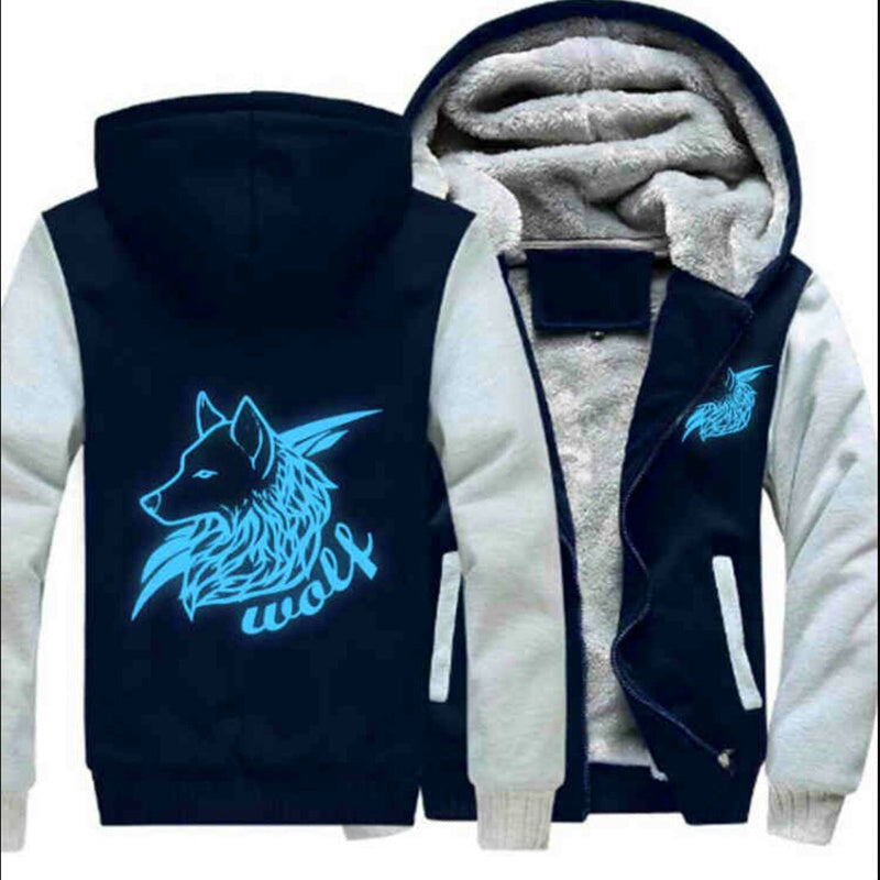Men’s & Women’s Luminous Wolf Hoodie – Thick Printed Jacket for Warm & Stylish Nightwear LONDYN UPBRINGING