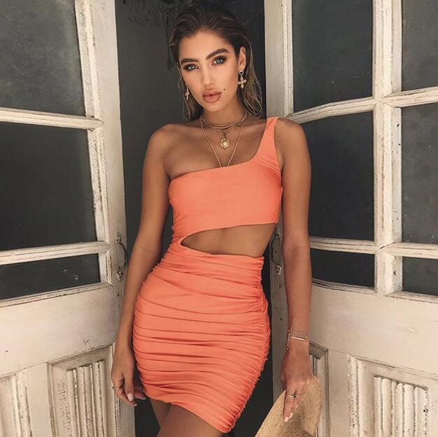 Sexy Slim-Fit One-Shoulder Mini Dress for Women | Fashion Hollow/Cutout Detail LONDYN UPBRINGING