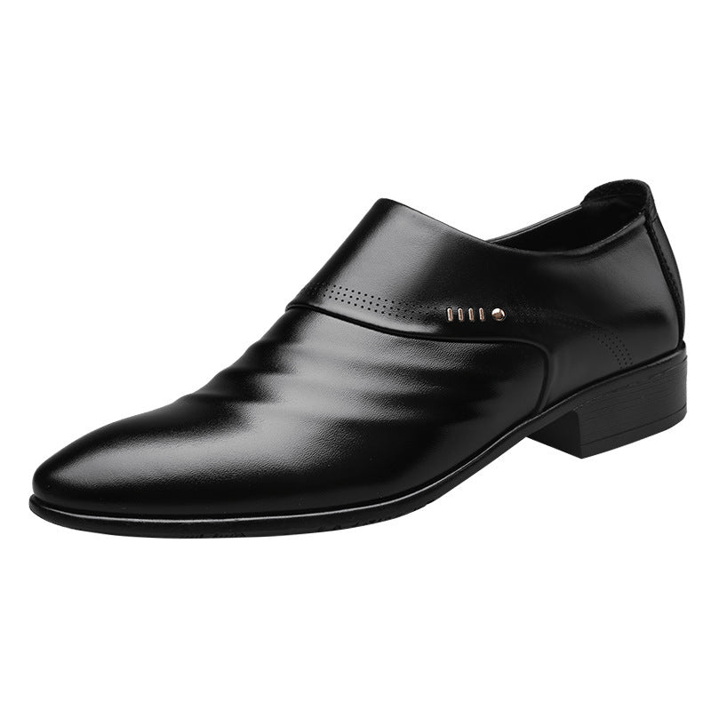 Men’s Casual Pointed Toe Leather Shoes – Slip-On Fashion Loafers with Low Heel LONDYN UPBRINGING