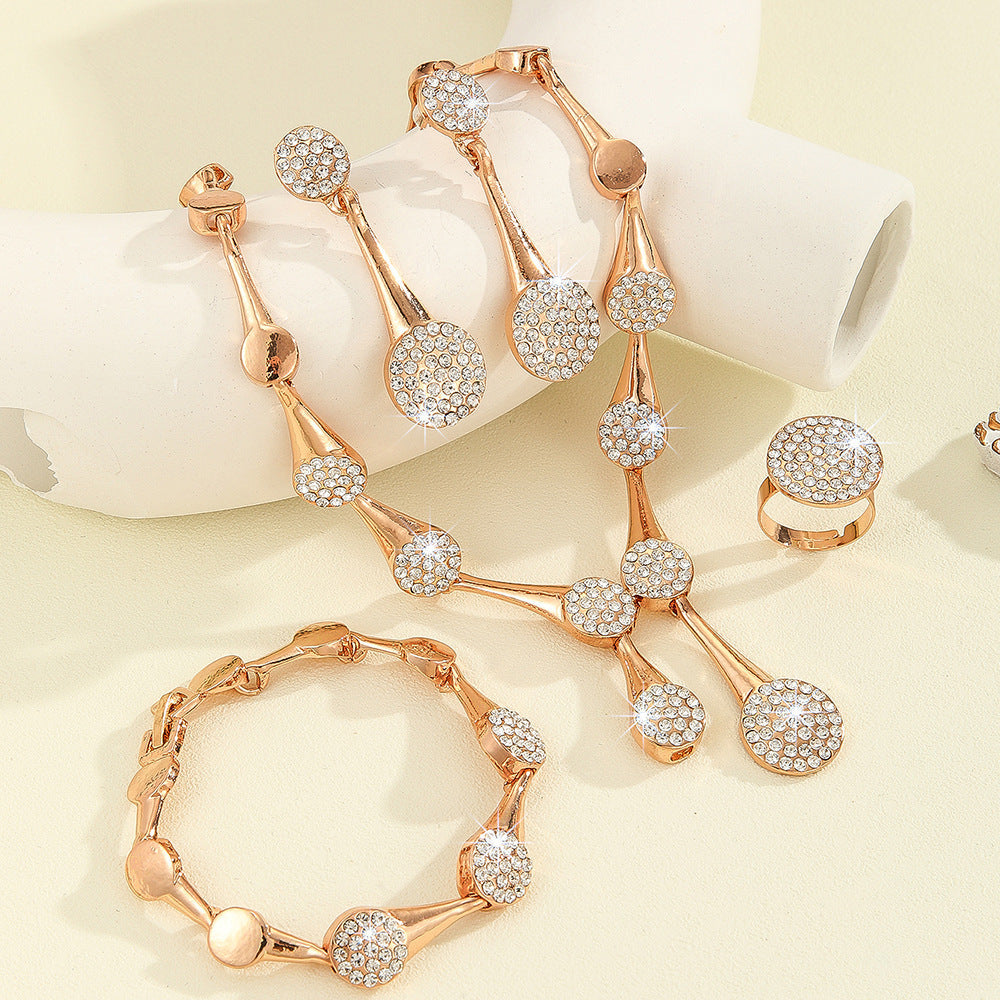 Exquisite Gold Diamond Necklace & Earrings Suite Set | 18K Luxury Bridal Fine Jewelry Gift LONDYN UPBRINGING
